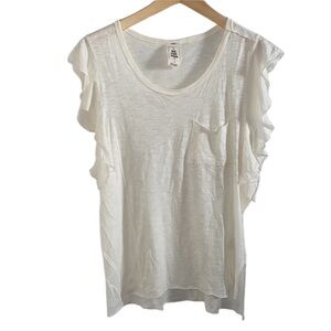 WE THE FREE FLUTTER SLEEVE CREAM SHORT SLEEVE TOP